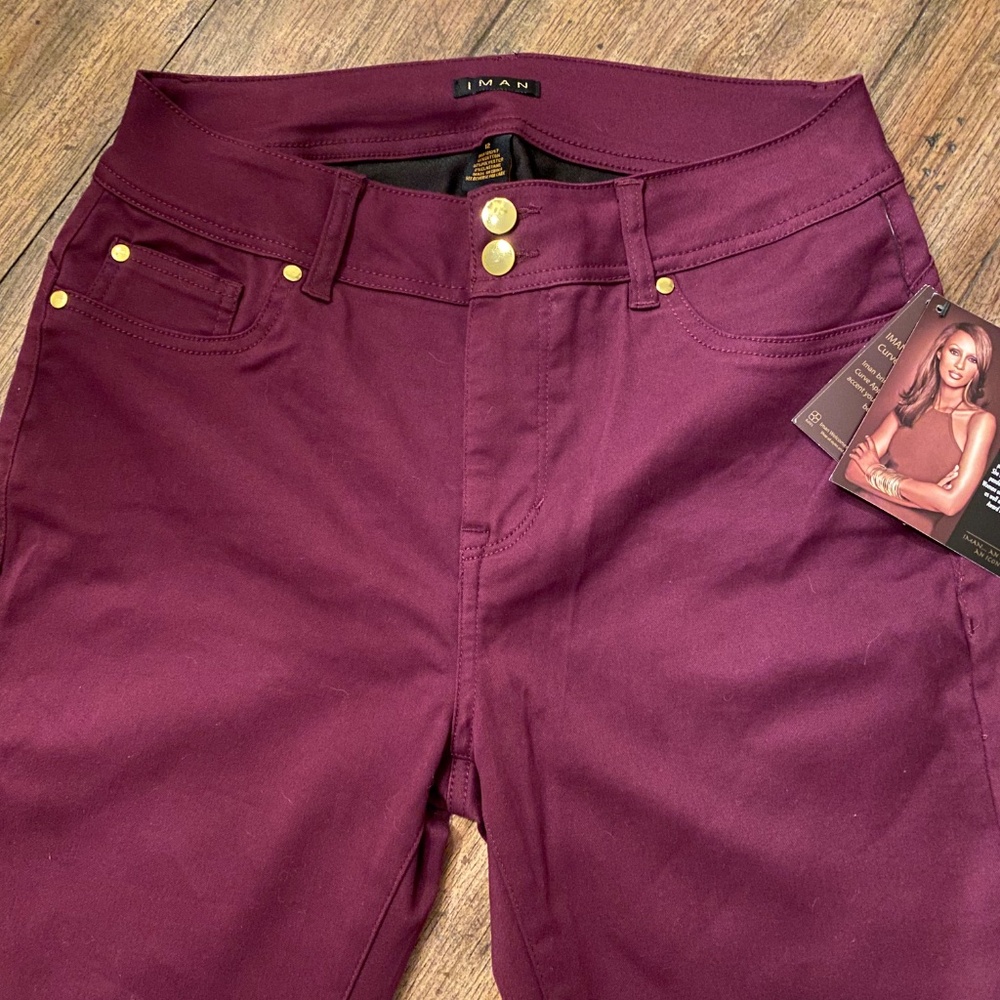 NWT Size 12 Wine/Beet Purple Colored Iman Slip into Slim Curve Appeal Jeans